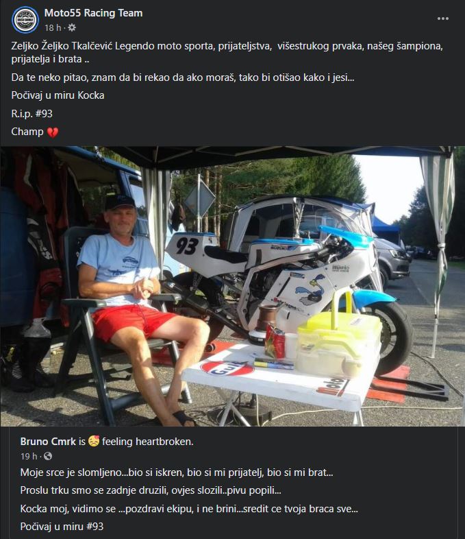 Tragičan događaj na utrci u Požegi: Moto zajednica se oprašta od Željka Tkalčevića