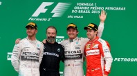 Lewis Hamilton, Nico Rosberg i Sebastian Vettel, VN Brazila 2015.