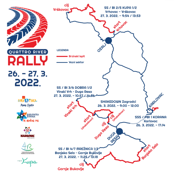 Quattro River Rally u Karlovačkoj županiji 26. i 27. ožujka